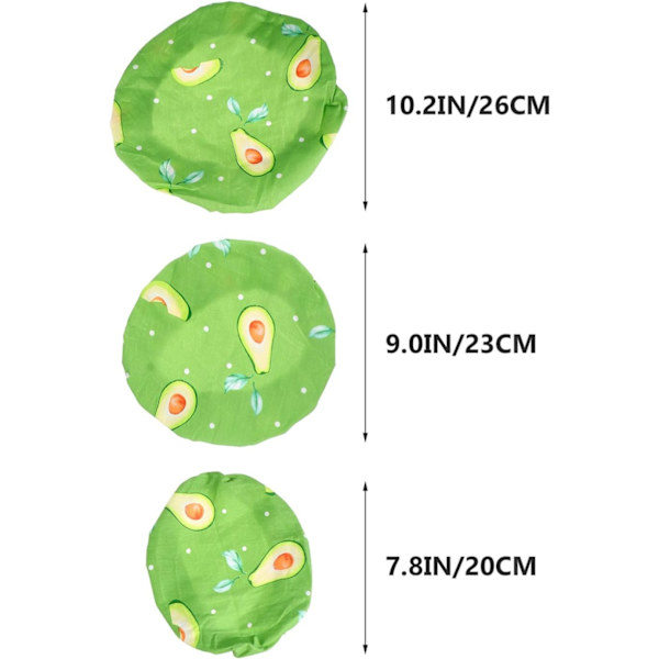 Avocado - Elastiske matlokk - Sett med 3 gjenbrukbare tallerkenlokk