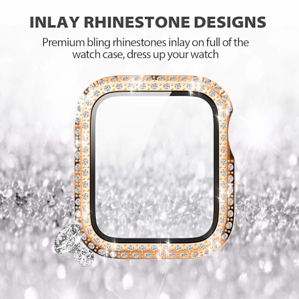 2 kpl Yhteensopiva Apple Watch -näytönsuojan kanssa 40 mm Clear/RoseGold