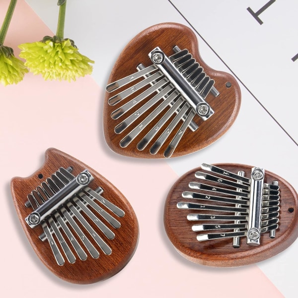 Set of 3 Kalimba Thumb Pianos, 8 Key Mbira Finger Piano Portable