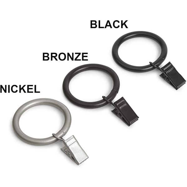 Basics4-cm gardinklipsring, sæt med 7, sort