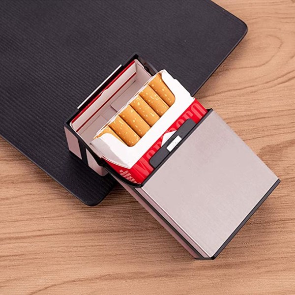 3 porte-sigaretter en aluminium léger (gris, rose, eller), porte-ci