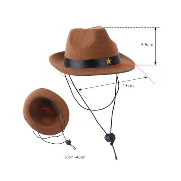 3 stk. kæledyr cowboyhatte