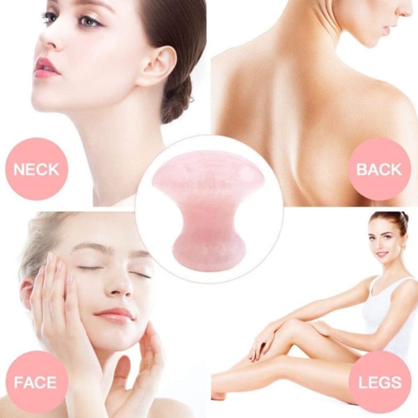 Pink - 2-stykke champignon kvarts ansigtsmassager Health Tool Jade Mu