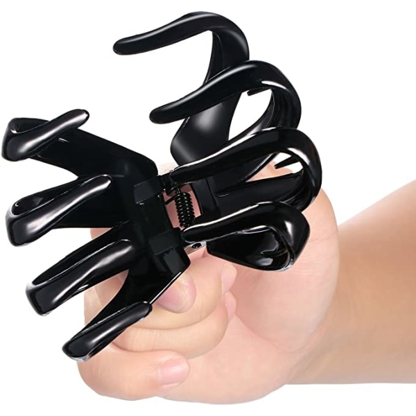 4 store blæksprutteclips (sort, 8 cm) skridsikre edderkoppehårsnåle Octo