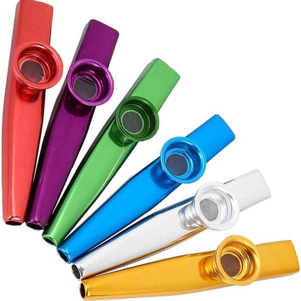 Sæt med 6 metal kazoo musikinstrumenter, metal kazoo musikfl