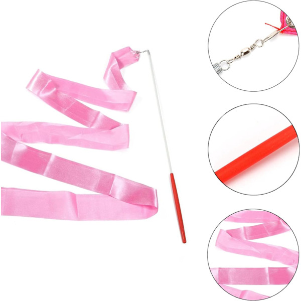 2 meter roterende danseribbon - rosa, barnegymnastikk 2 stk