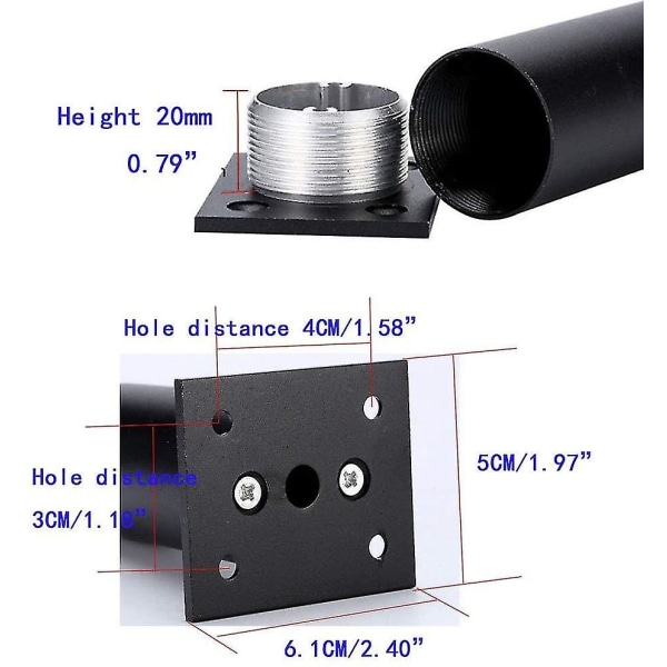 4 Pakke Møbelskap Justerbare Føtter i Aluminiumlegering Metall Rund Sofa Seng Benfot