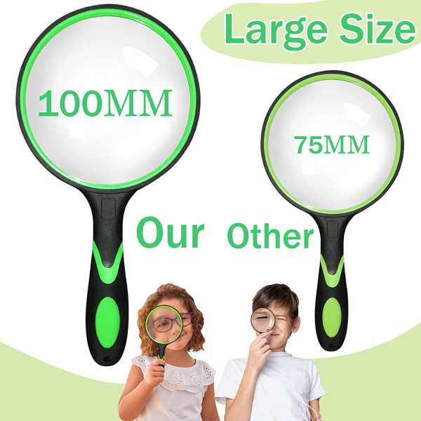 Grøn læseforstørrelse 100 mm Big Portable 10X forstørrelse vid