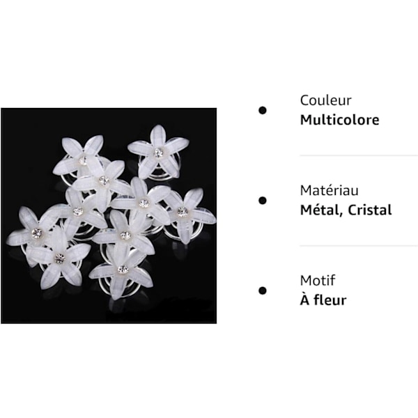 Håraccessoarer - 12 stycken Spiralhårnålar med Rhinestone-blomma för Brudhåraccessoarer