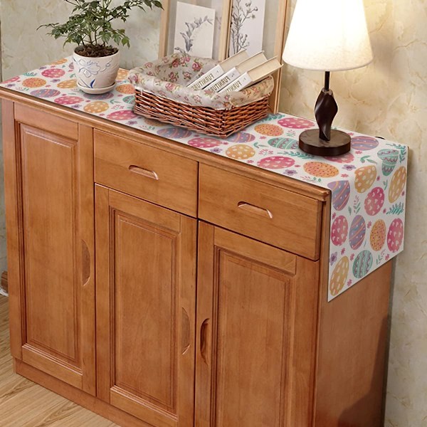 Linneduk Glad Påsk Bordslöpare Vår Påskägg Dekoration (33 x 183 cm)