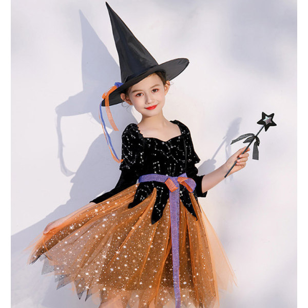 Jente heks utkledning performance dress Halloween barn heks