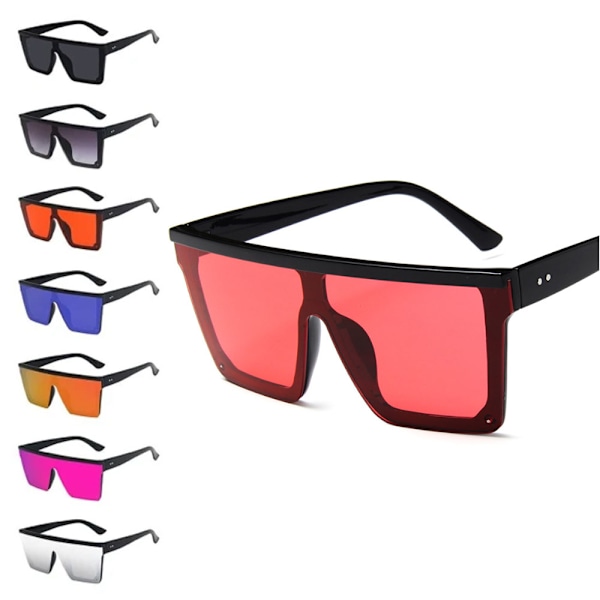 Trendy Én-dels Briller med Ramme Uv400 Kørsel Briller Street Shot (Black-Transparent Red)