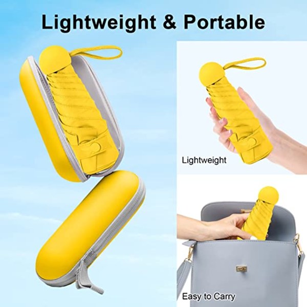 Hopfällbart reseparaply, 8 ribbar miniparaply litet UV-skydd