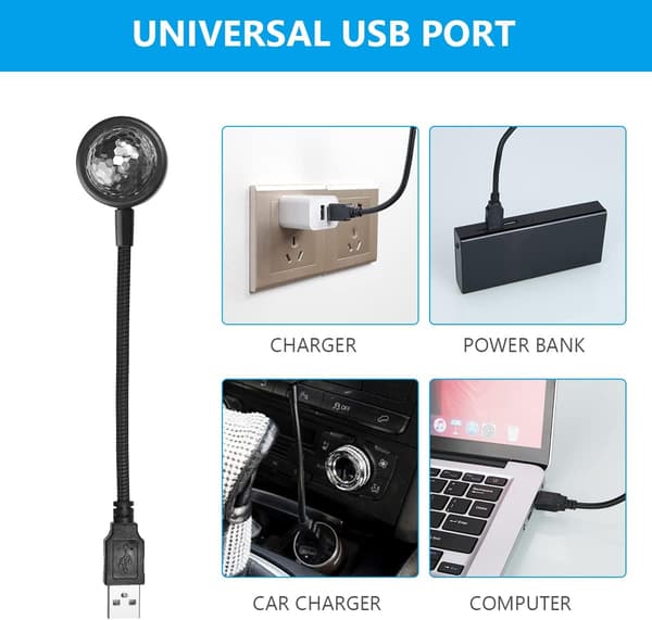 USB-biltakslampa, Mini romantisk USB LED-interiörbilslampa med