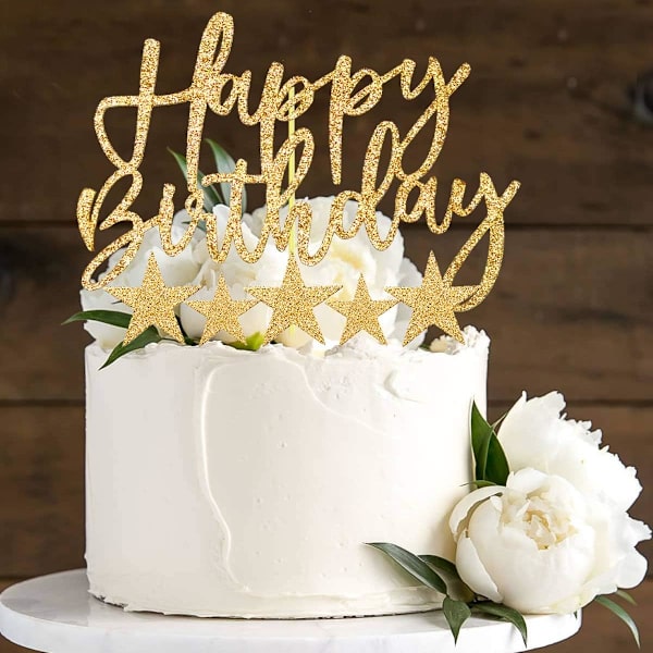 (Gull) 2-delt bursdagskake Topper Kit for menn, kaketopper for