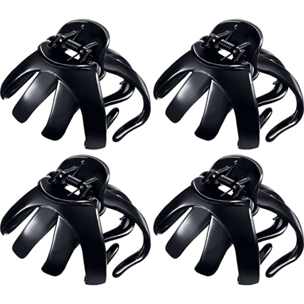 4 store blæksprutteclips (sort, 8 cm) skridsikre edderkoppehårsnåle Octo
