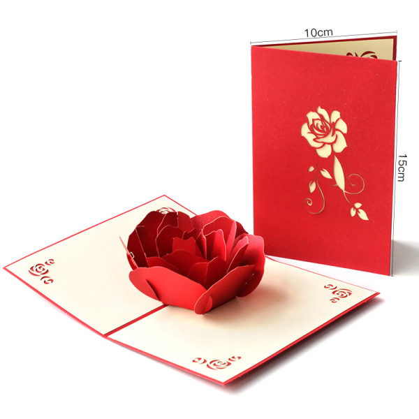 3D pop-up gratulasjonskort for bursdag, ønsker for kone, rosa rose