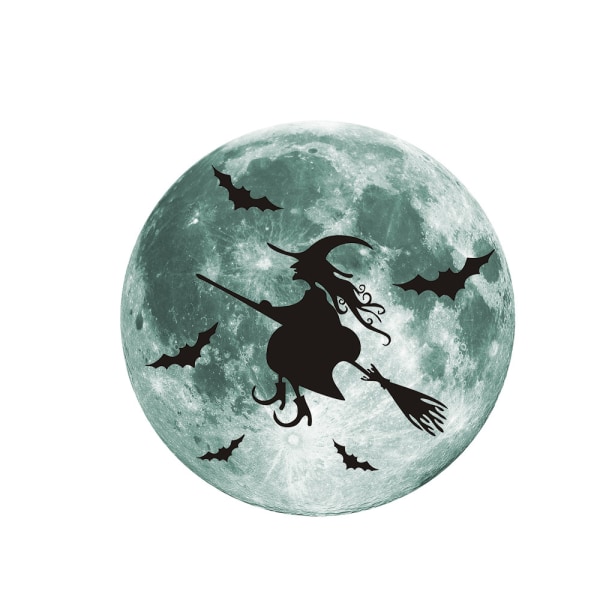 1 st Halloween Moon Sticker Halloween Väggdekoration Luminous St