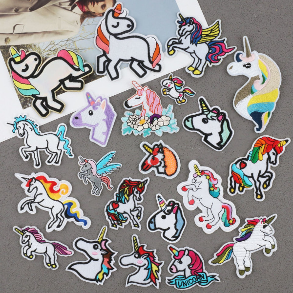 21 stk Unicorn Patches Multi-Color Tilfældigt Bland Håndlavet Patch A