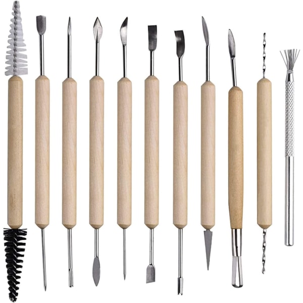 Set med 11 verktyg av polymerlera för vuxna Skulpteringsverktyg för kruka