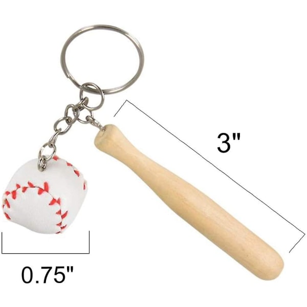 Sæt på 12, Mini 3" træflagermus med baseball nøglering til børn 8