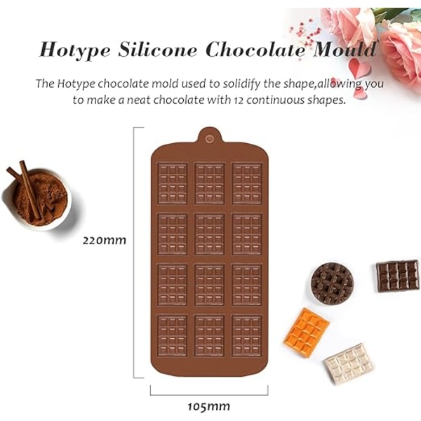 Chokoladeforme, Mini Silikone Chokoladeforme, 12 hulrum Non-S