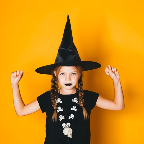 2-pack Halloween-hatt svart Oxford-tyg trollkarlhatt sminkkostym