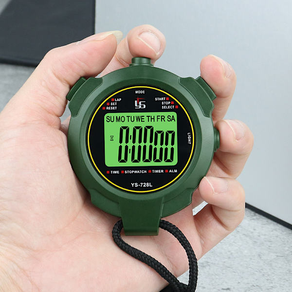 Stopwatch, ammattimainen 2-muistinen sekuntikello hiljaisella ja lumin
