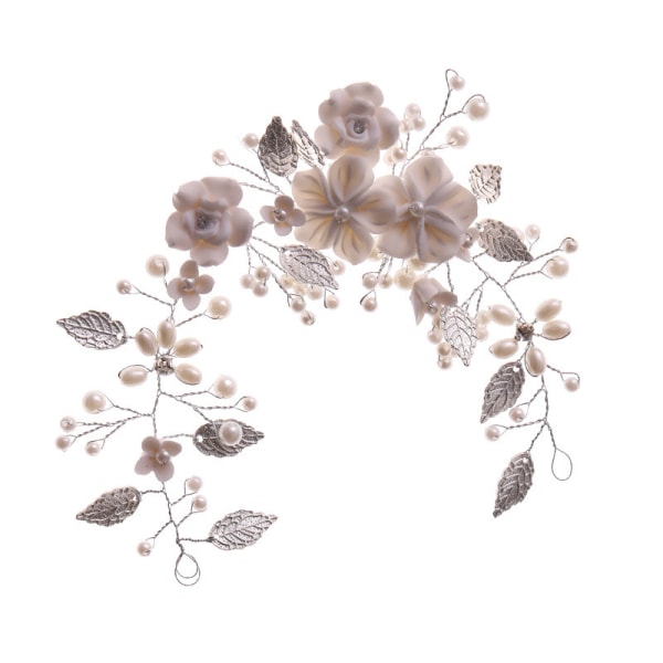 Silver#E Bröllop Kristall Hår Vines Blomma Leaf Headpieces Weddi