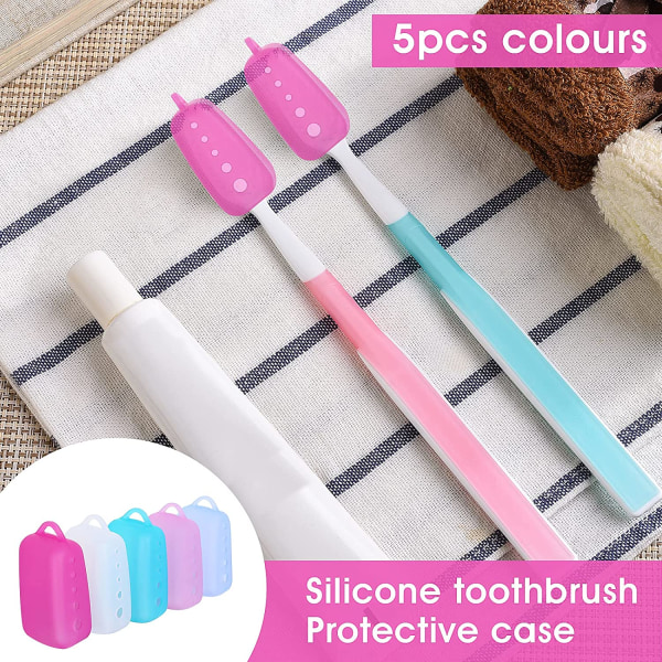 5 stykker tandbørstebeskytter, fødevaregodkendt silikonetandbørste Ca