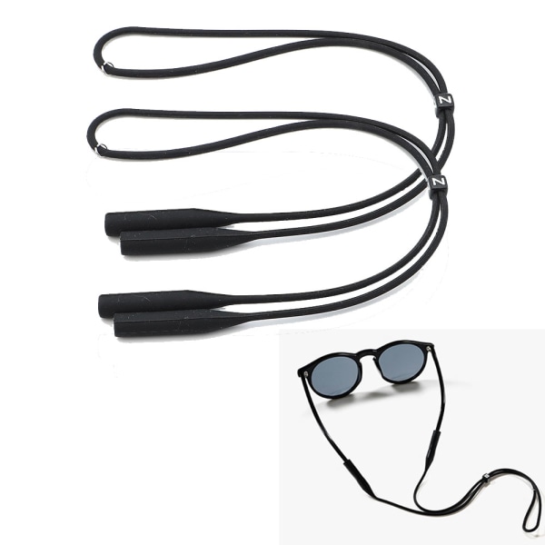2 pakker (sort) Silikone elastiske briller med holder, voksen