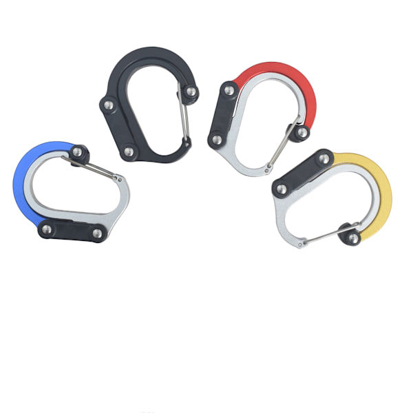 Sett med 4 karabiner og kroker for camping, backpacking og garasje