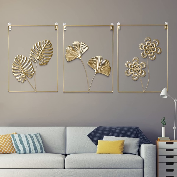 Set med 3, 30x40cm Golden Wall Decor, Modern Abstract Line Decora