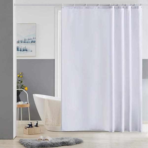 Polyester Vattentätt Enfärgat Duschdraperi (Vit 180*180cm), Mögelresistent och Va