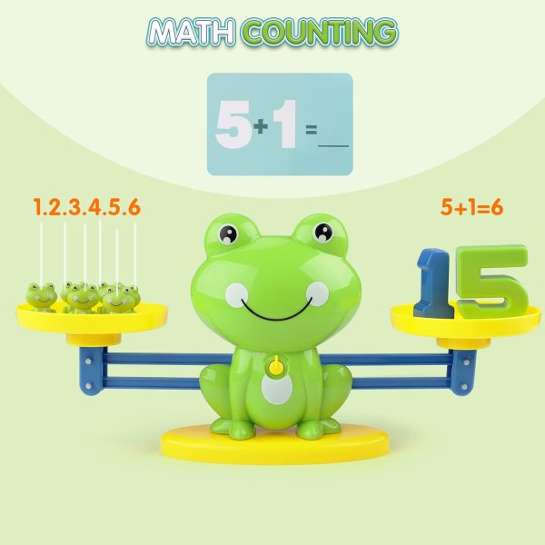 Math Scale Montessori Toy, Frog Balance Math Game med Scale og