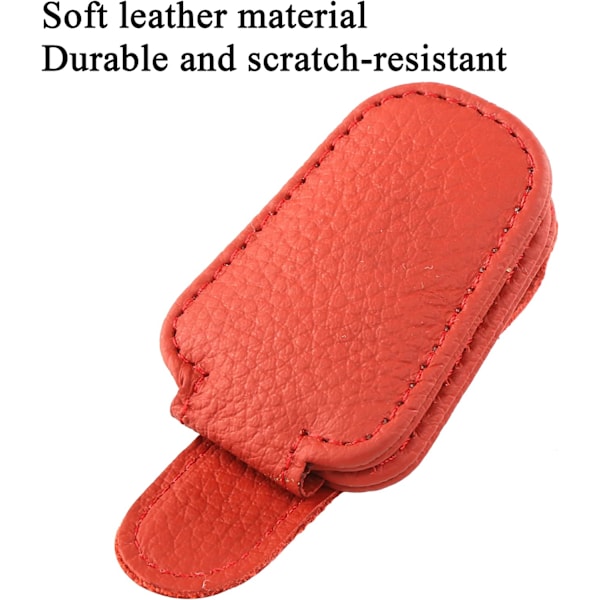 Solbriller Holdere (Rød) til Bil Solskærm, Magnetisk Læder Glas