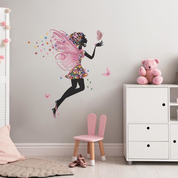 Butterfly girl wallsticker, flower fairy wallsticker, wall deco