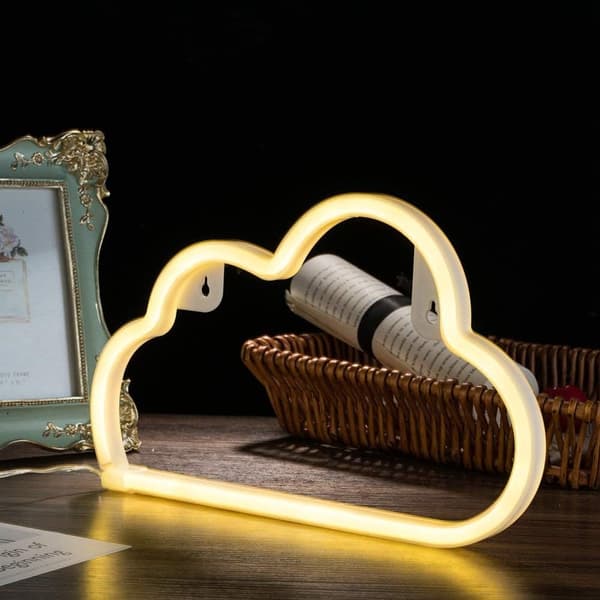 LED Cloud Shaped Sign Decor Light Warm White Neon Light Batteri/USB