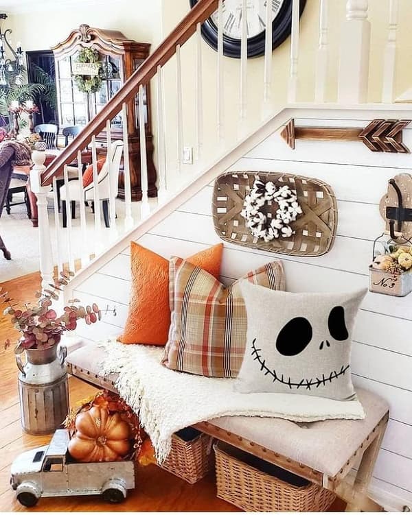 Nightmare Before Christmas Bomull Linne Kvadratisk Kuddfodral