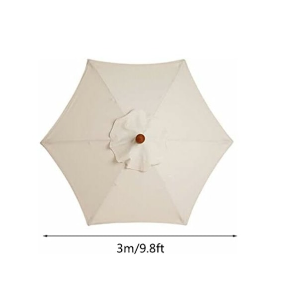 (Svart) Hageparasoll med 6 robuste ribber, Strandparasoll, Hagebod, for balkong, terrasse, dekk, basseng (Diameter 3 m)