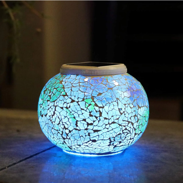 Färgskiftande soldriven glasmosaikboll Led trädgårdslampor