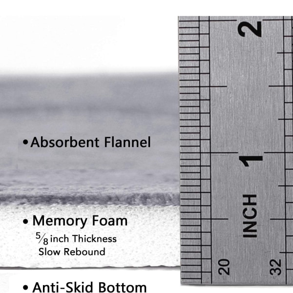 Flannel Memory Foam Gulv Måtte Badeværelse Køkken Anti-Slip Abs