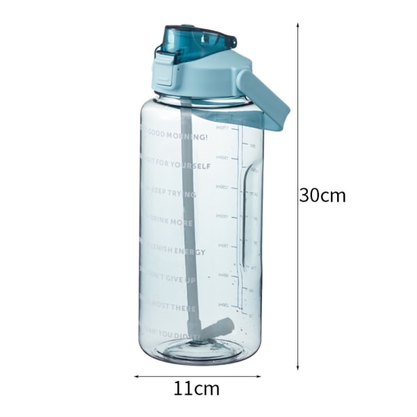 2 liters vannflaske med sugerør Kvinnelige jenter Large Portable Trave