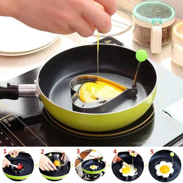 Non-stick rustfritt stål stekt eggform Egg Cooking Rings Stekt