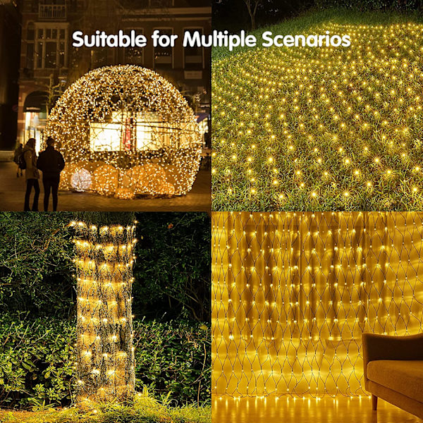 Julelysnet, 192 LED'er 9,8ft x 6,6ft Udendørs Julelys