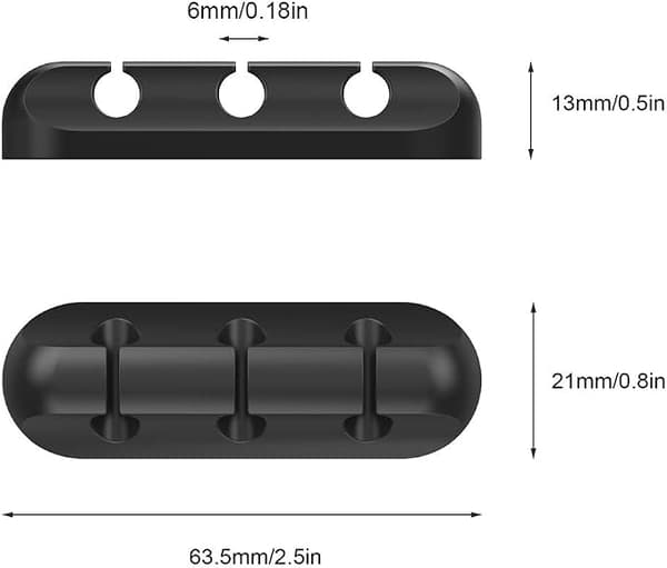 2-pack Kabelklämmor - Trådarrangör, Kabelhantering, 6 mm Tråd