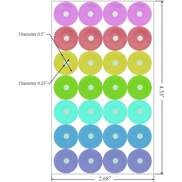 Flerfargede regnbueetiketter for forsterkning av løs papirhull R