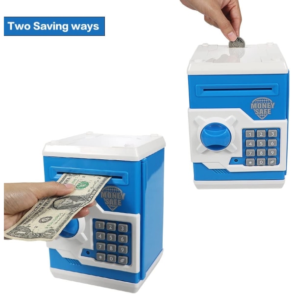 Elektroninen säästöpossu automaattisella raharullalla (sininen), Mini A