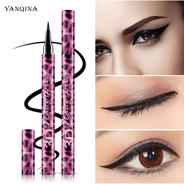 Rød leopard eyeliner pen + øjen sort dragt vandtæt og lang-