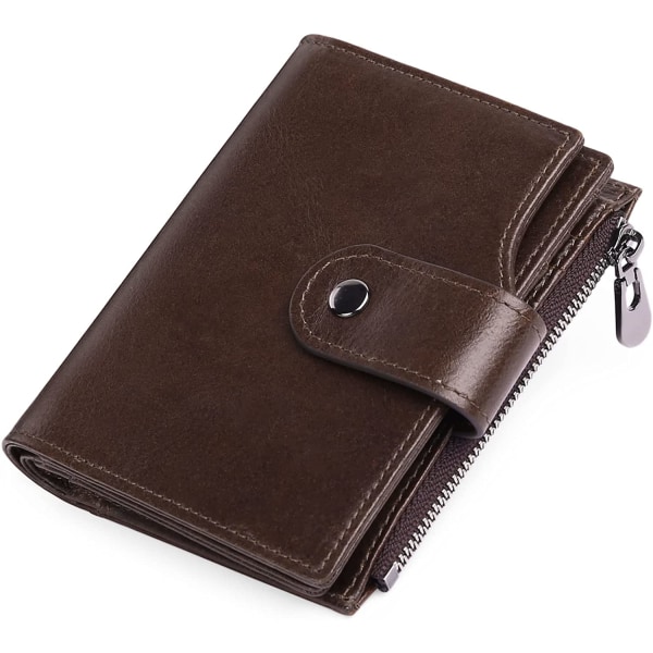 Brown - RFID Blocking Genuine Leather Men's Wallet, Men's Bifold